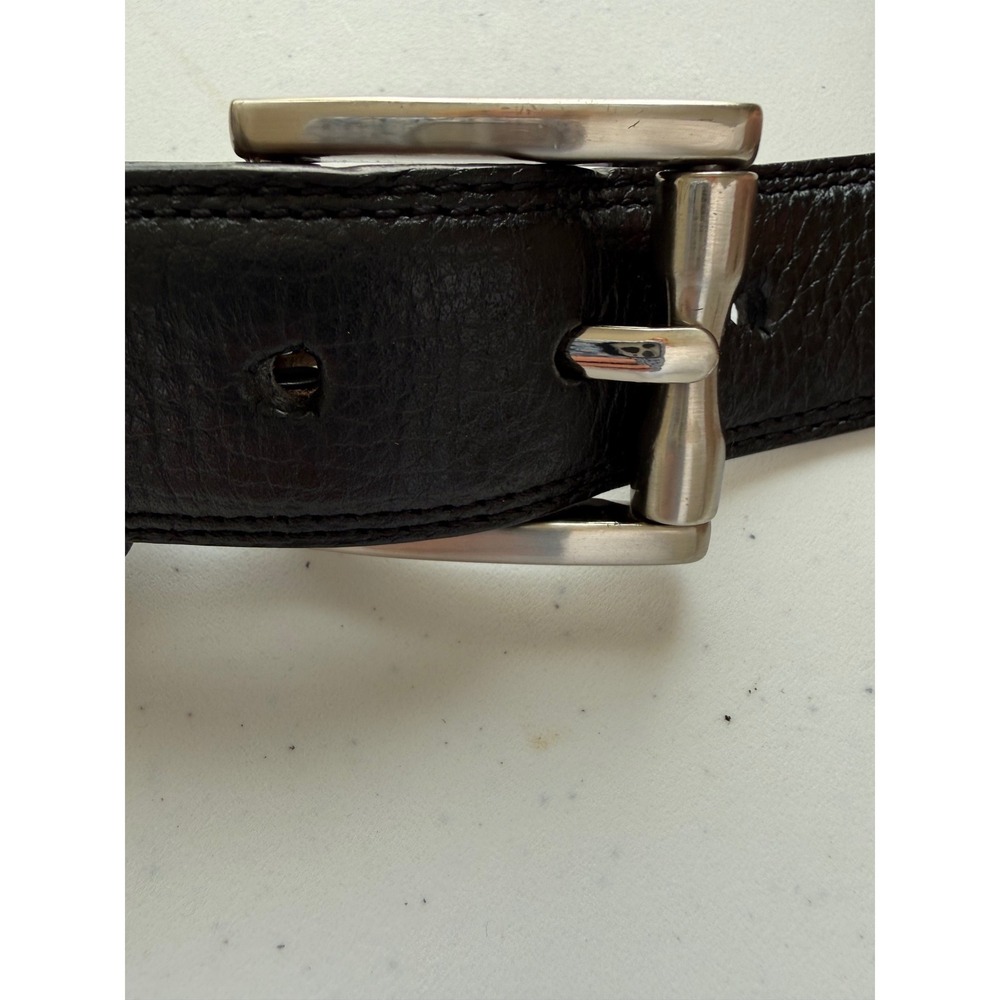 Cole‎ Haan Mens Black Pebble Leather Belt Silver Nickel Buckle Size 40/100